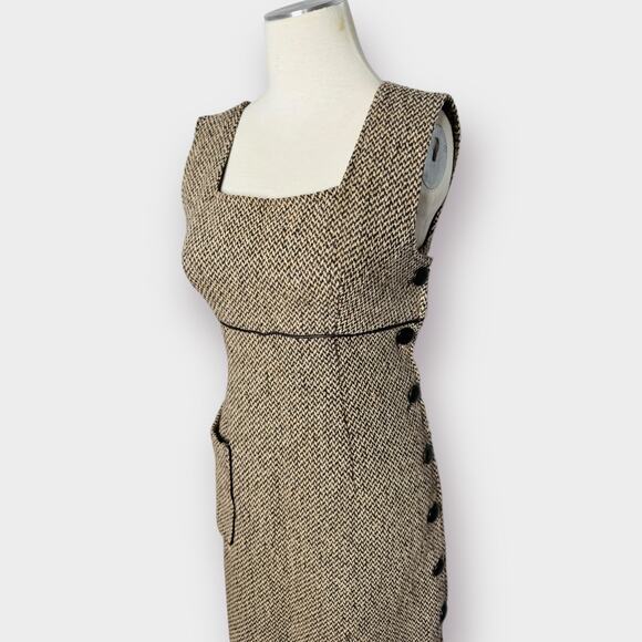 70s Long Brown Woven Dress - Picture 3 of 6